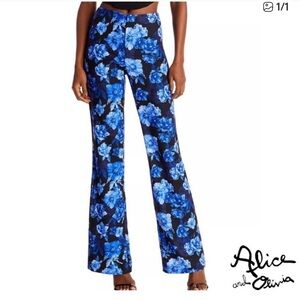 Alice & Olivia Floral Blue Flared Pants